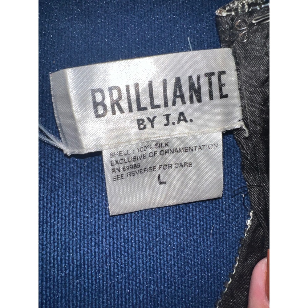BRILLIANTE by JA Black Beaded Sequin Long Sleeve Cocktail Party Dress Size L - Picture 3 of 3